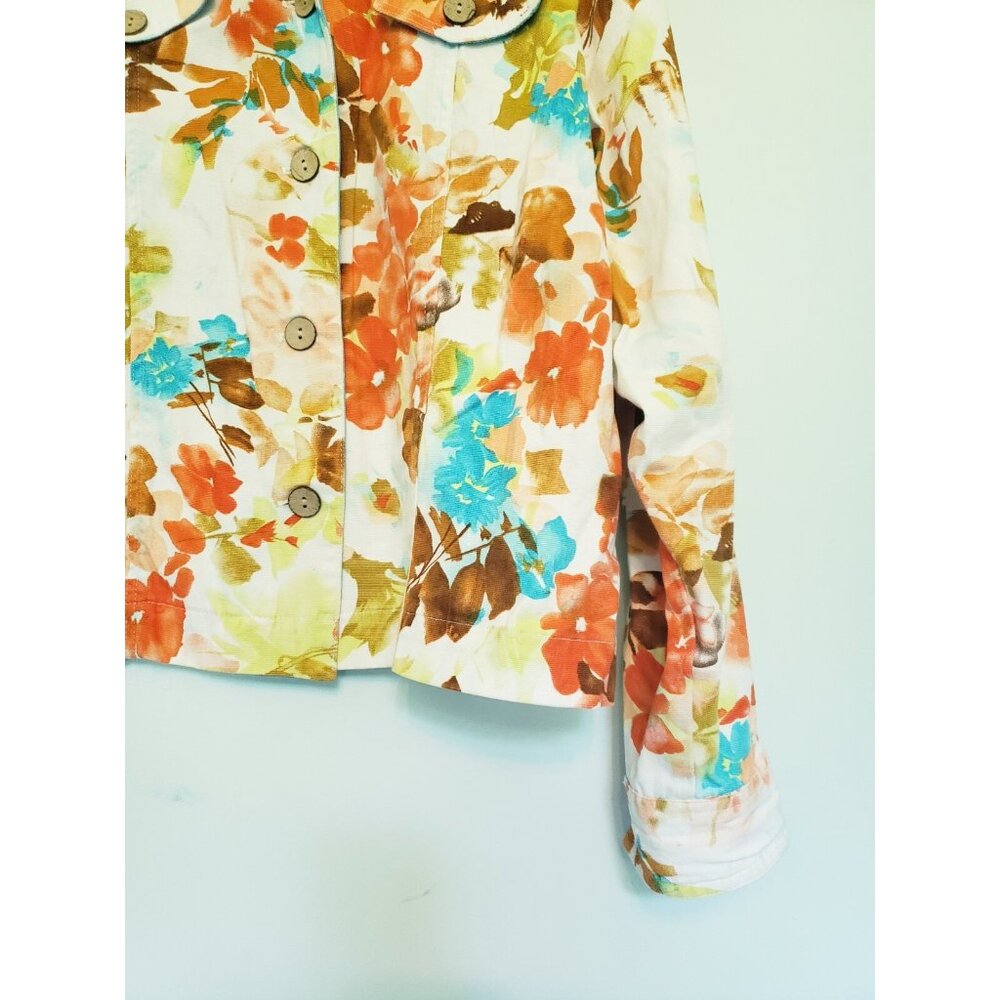 Coldwater Creek Womens M Light Jacket Floral Button Front Girlcore Chic Spring - Picture 3 of 5